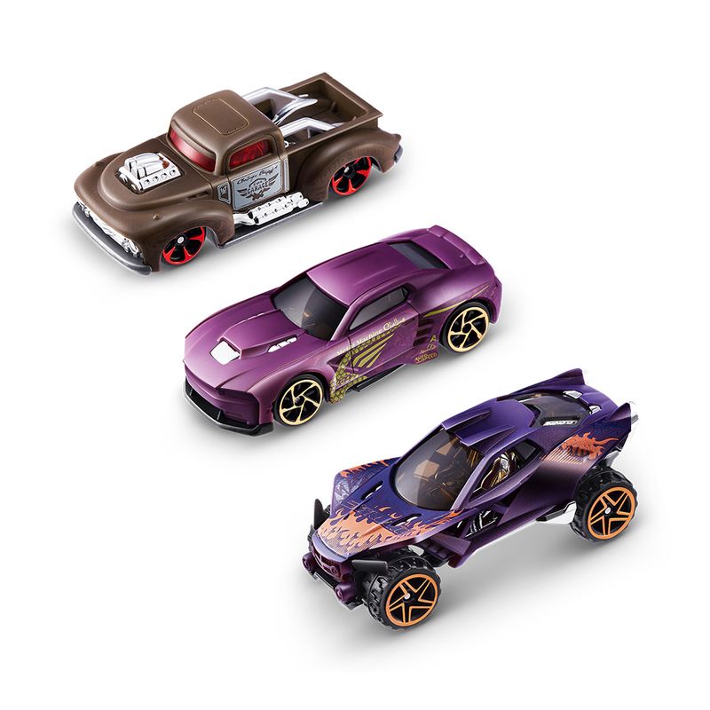 Kit com 3 Mini Carrinhos Die Cast Metal Machines Color Change 1:64