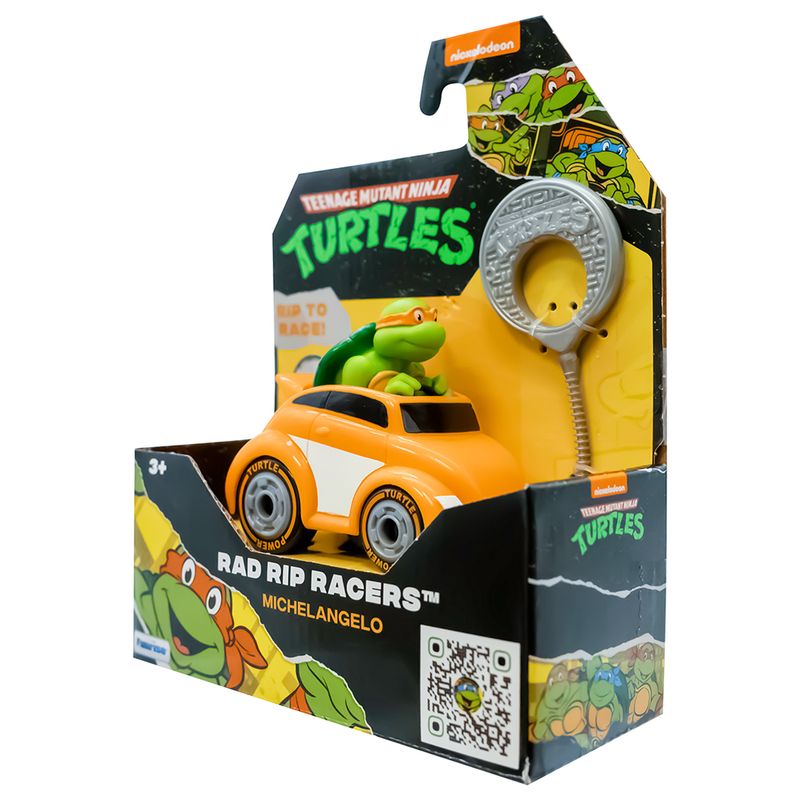 Carrinho de Corda Tartarugas Ninja Rad Rip Racers - Michelangelo