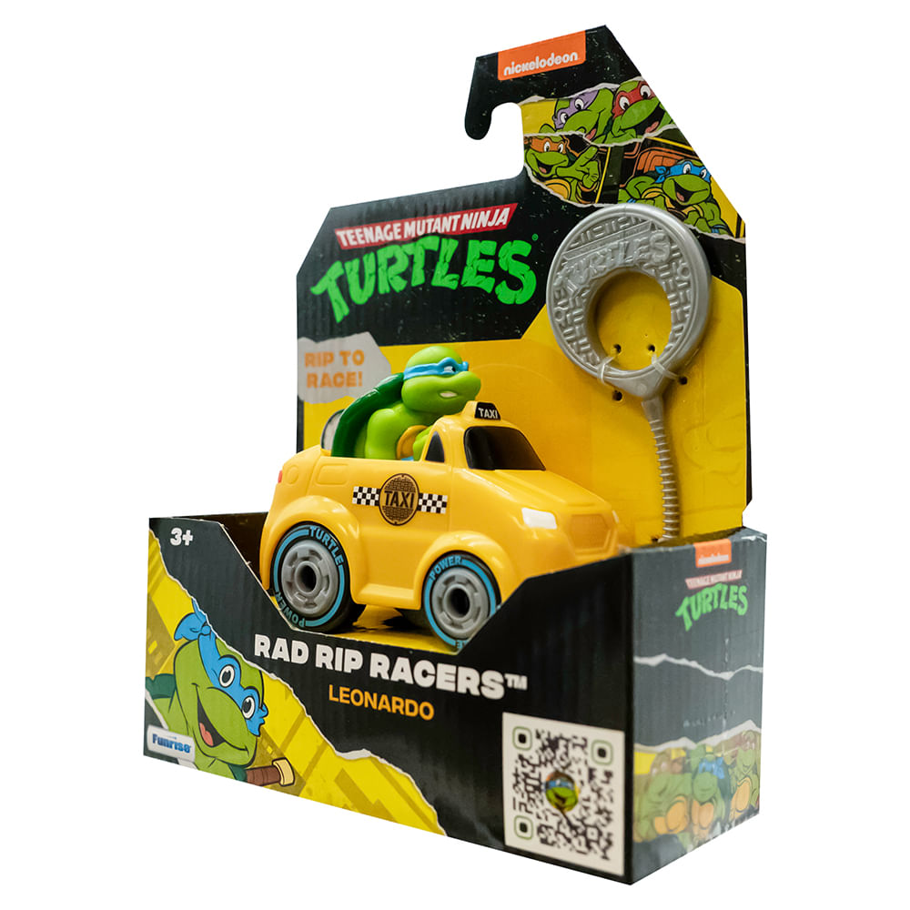 Carrinho de Corda Tartarugas Ninja Rad Rip Racers - Leonardo