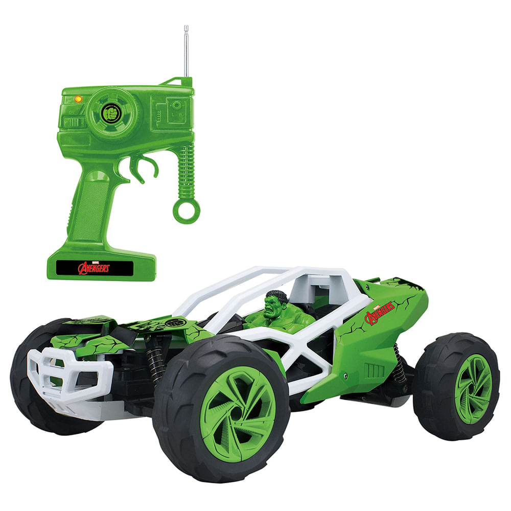 Carrinho de Controle Remoto Funções Vingadores Hulk Monster Buggy