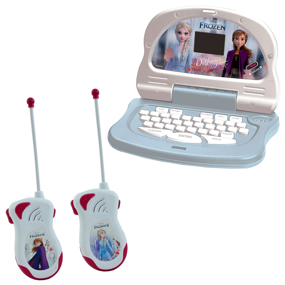 Kit Frozen - Laptop Magic Tech Bilíngue (8306) + Walkie Talkie