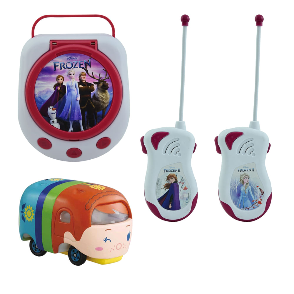 Kit Frozen - Walkie Talkie Infantil + CD Player + Veículo Die Cast