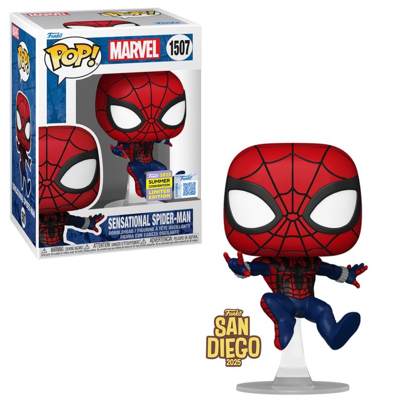 Boneco Funko Pop! Exclusivo SDCC25 Marvel - Homem-Aranha Sensacional