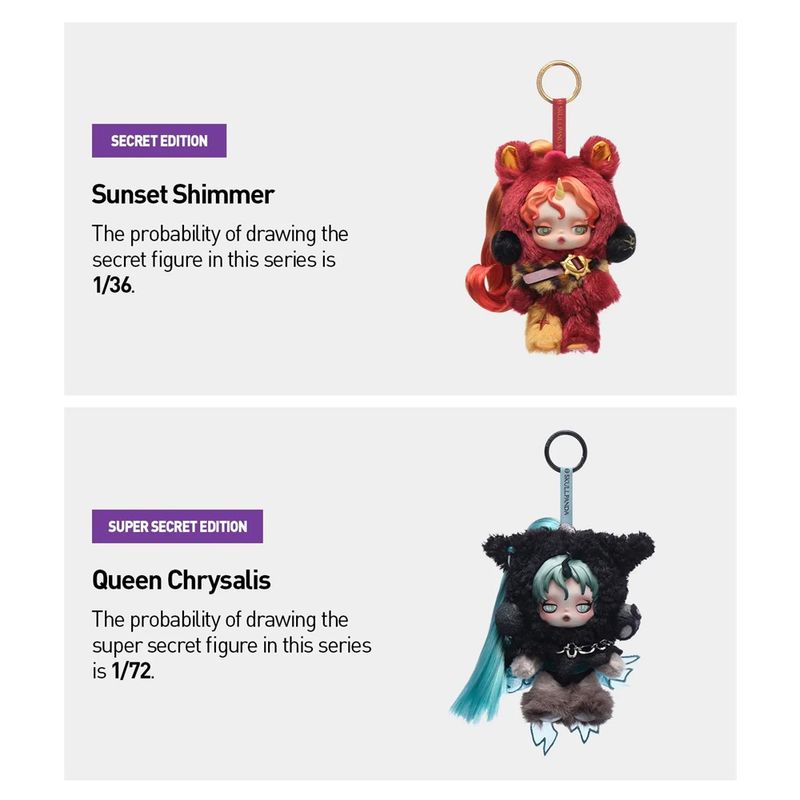 SKULLPANDA x My Little Pony スーパーシーク Chaveiro Colecionável Surpresa Pop Mart SKULLPANDA × My Little Pony